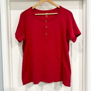 Anne Klein Sport Red Short Sleeve Cotton Shirt